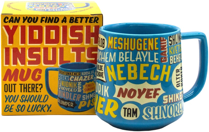 The Unemployed Philosophers Guild Yiddish Insults Mug - Sip Coffee and Study Yiddish Insults, From Nudnik to Tipish and More, Comes in Gift Box, 12 oz - Image 1